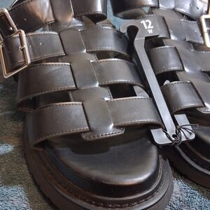 No Boundaries Black Buckle Sandals Mens 12w New! 260768